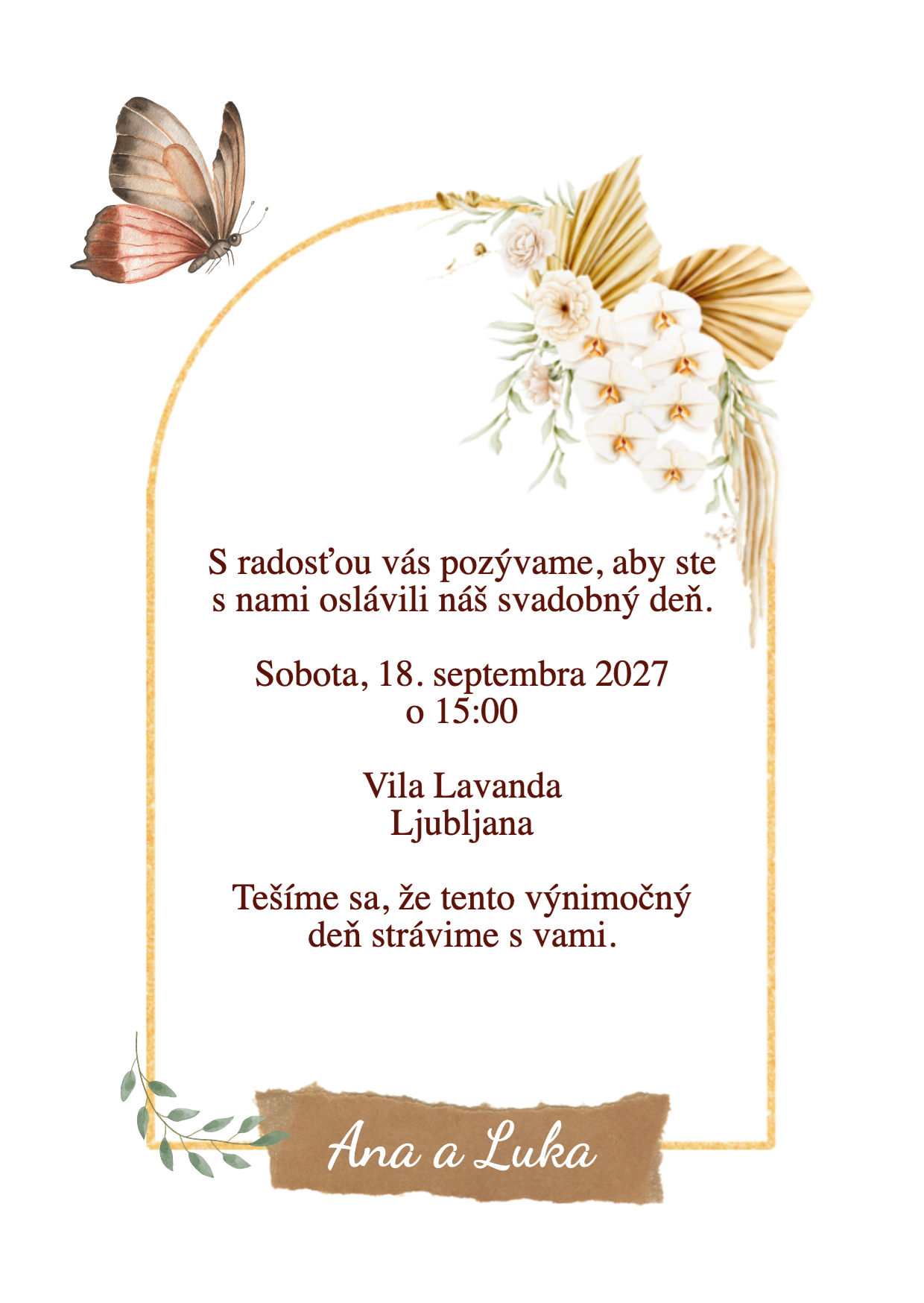 Boho oblúk s motýľom